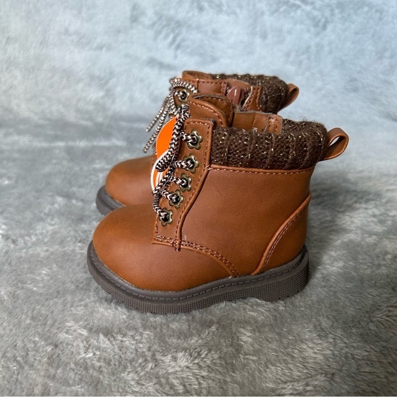 Wonder Nation Hiker Boots Baby Toddler Girls Size 2 Brown‎ Side Zip Booties - Picture 1 of 9